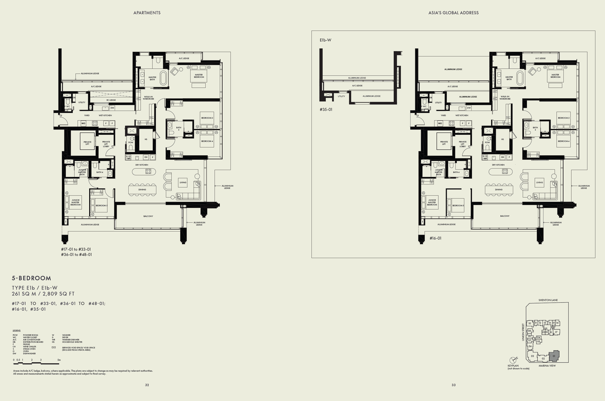 W Residences Marina View - Singapore 滨海景苑 E1b floor plan