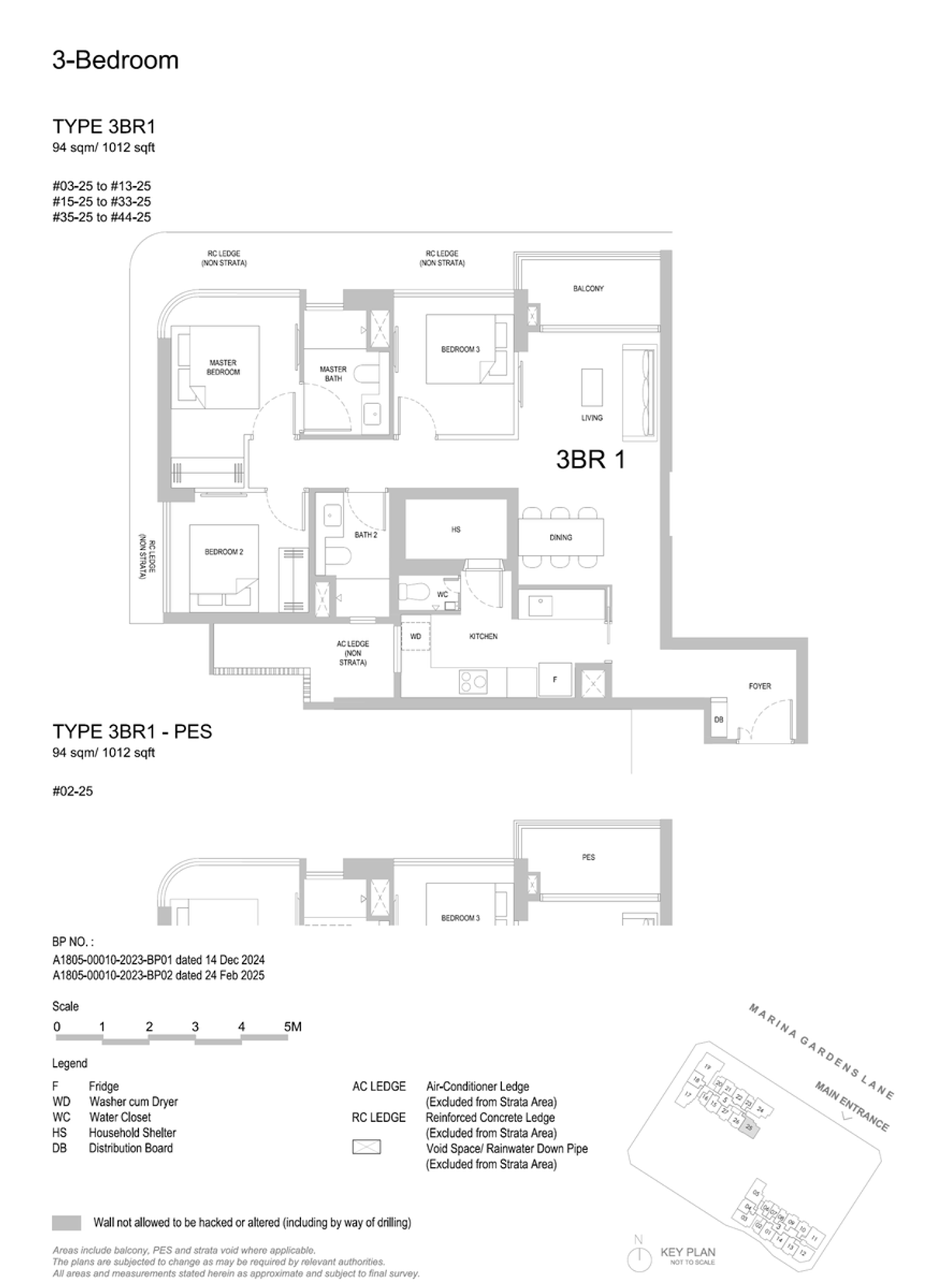 One Marina Gardens 3BR1 floor plan
