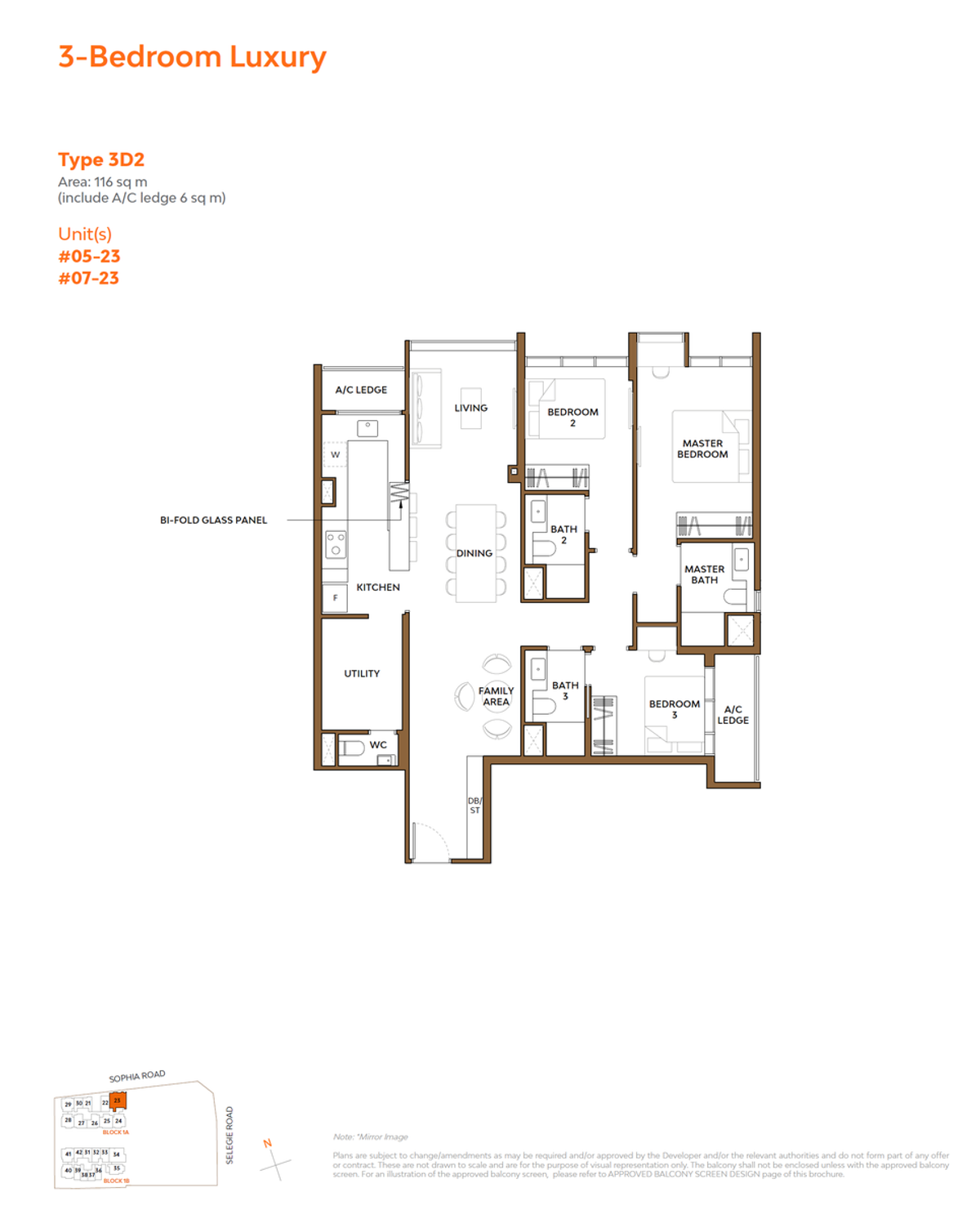 The Collective At One Sophia 3D2 floor plan