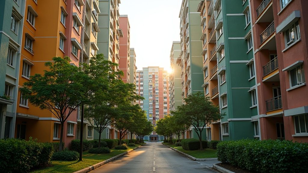 Heartland HDB estate with void decks and greenery