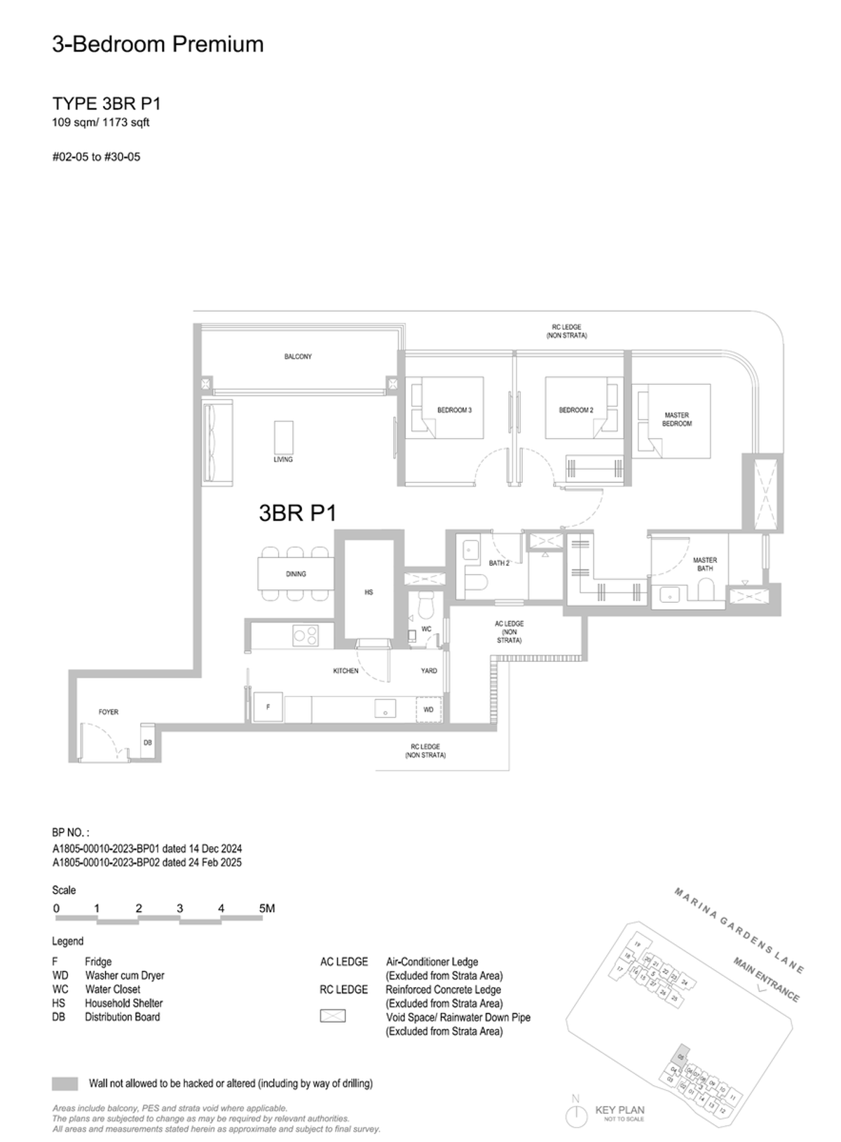One Marina Gardens 3BR P1 floor plan
