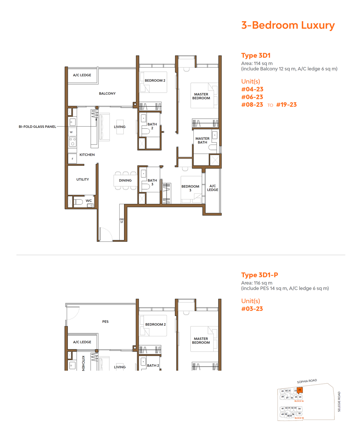 The Collective At One Sophia 3D1 floor plan