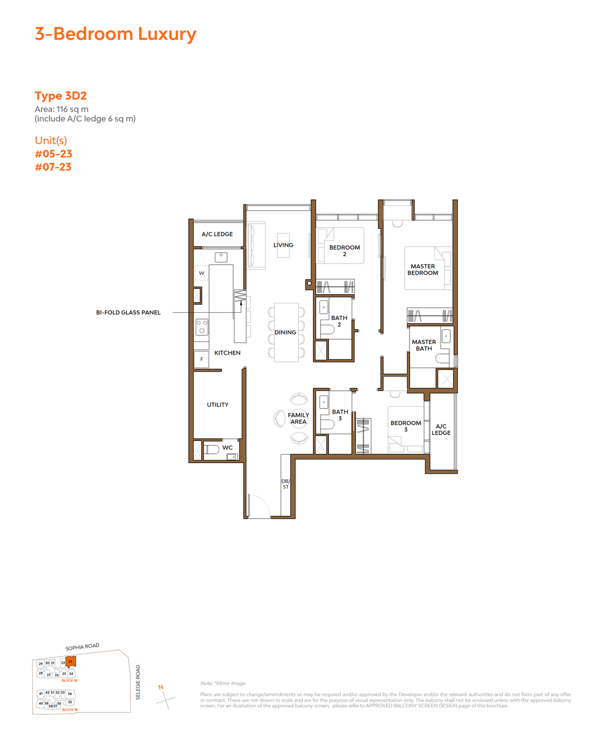 The Collective At One Sophia 3D2 floor plan