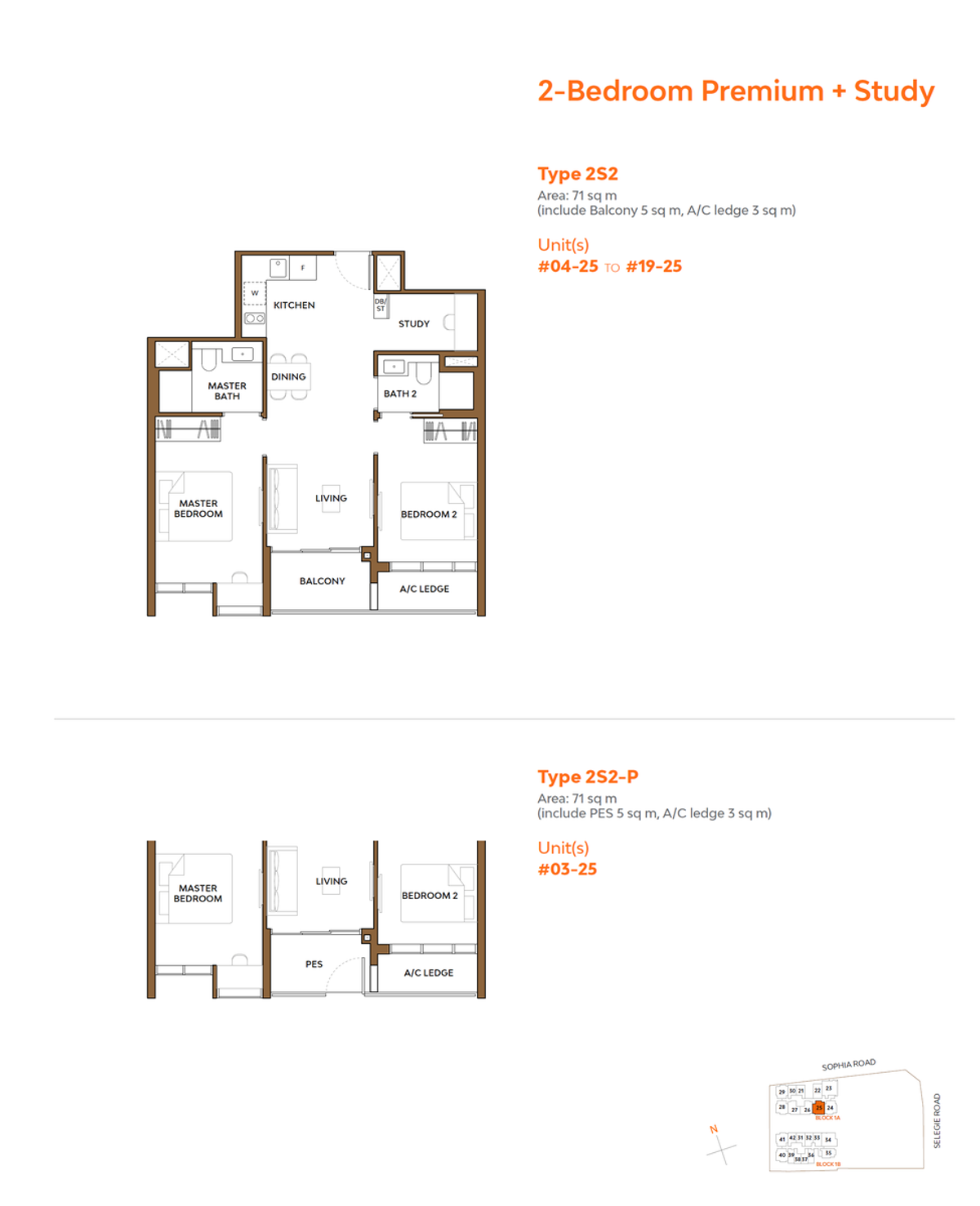 The Collective At One Sophia 2S2 floor plan