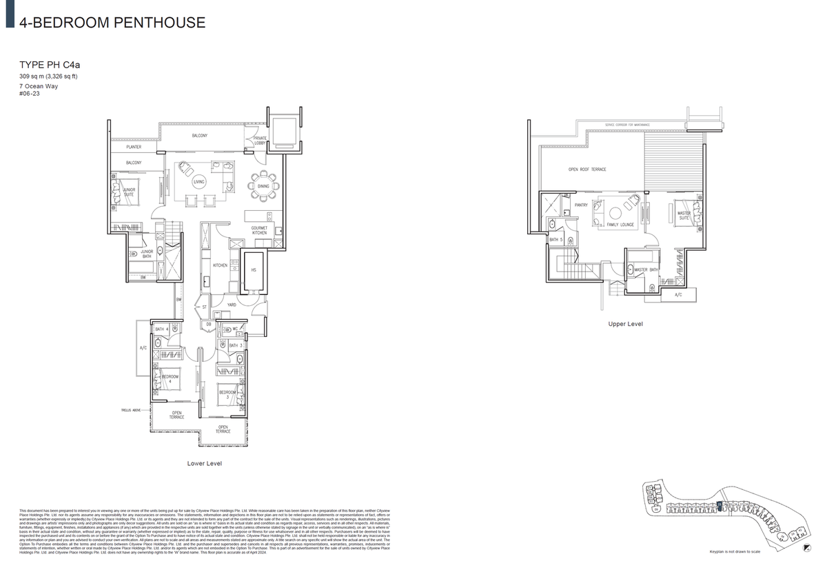 The Residences At W Singapore Sentosa Cove PH C4a floor plan
