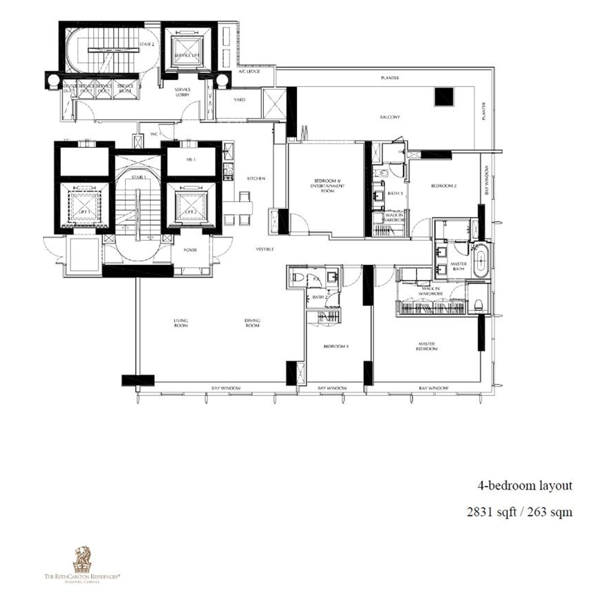 The Ritz-Carlton 4BR(#0602) floor plan