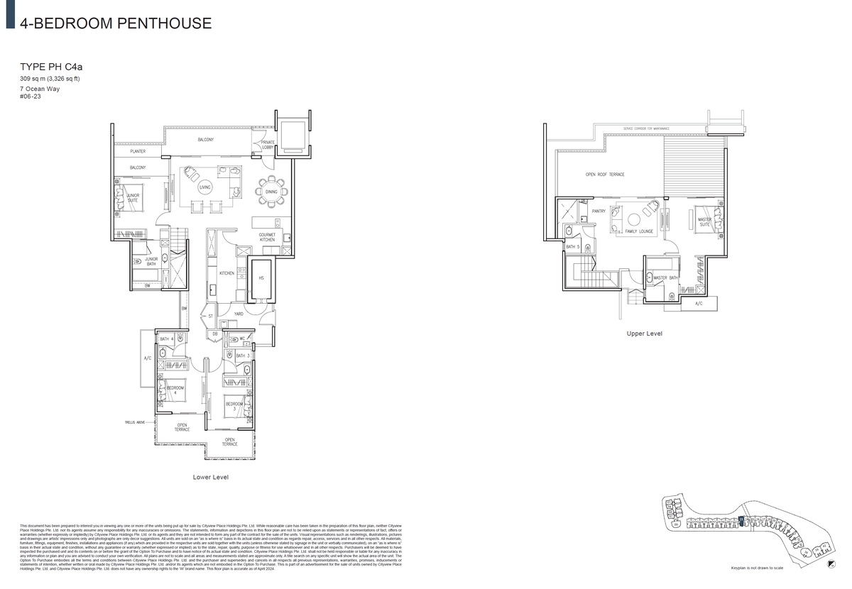 The Residences At W Singapore Sentosa Cove PH C4a floor plan
