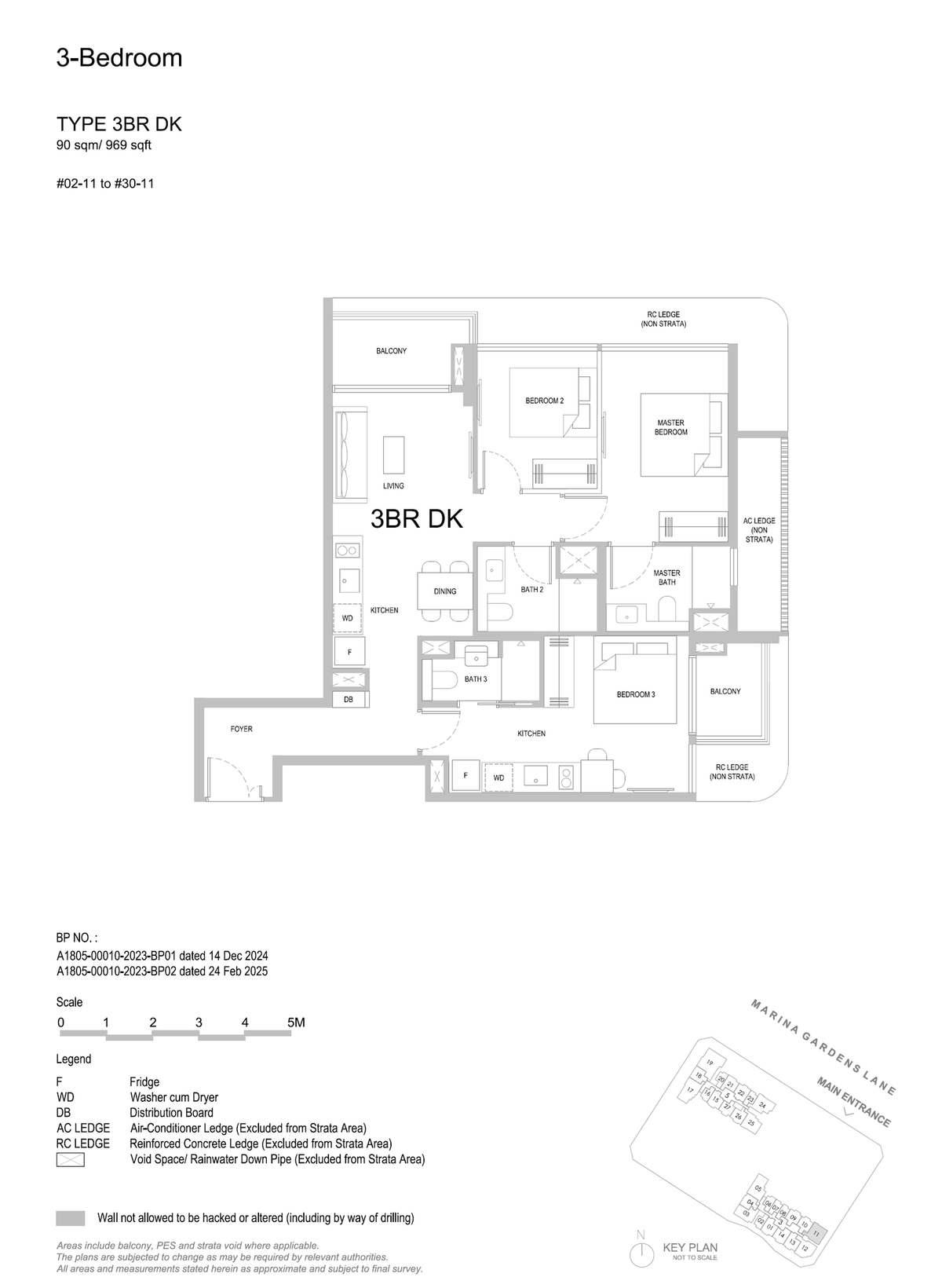 One Marina Gardens 3BR DK floor plan