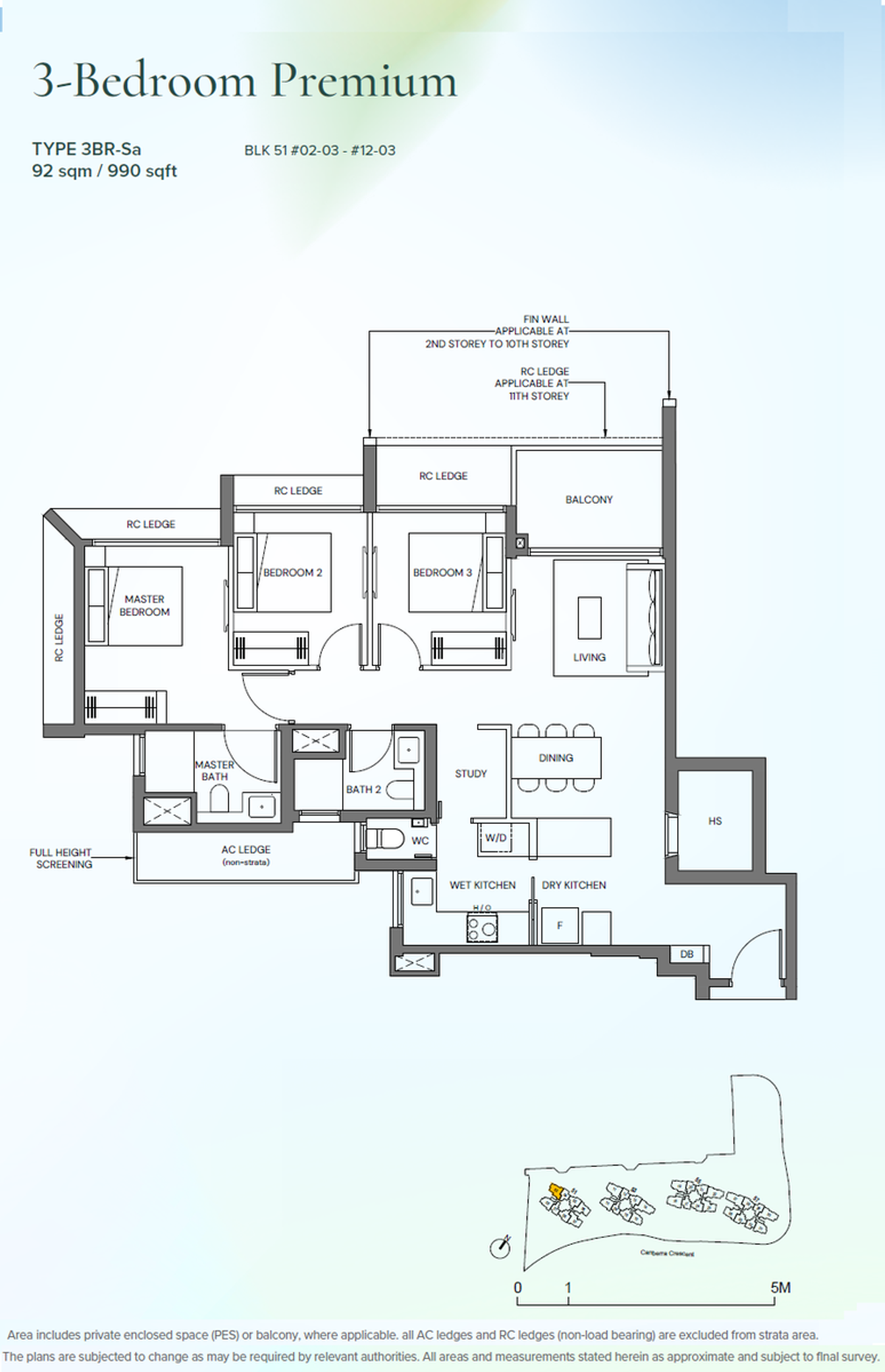 Canberra Crescent Residences 3BR-Sa floor plan