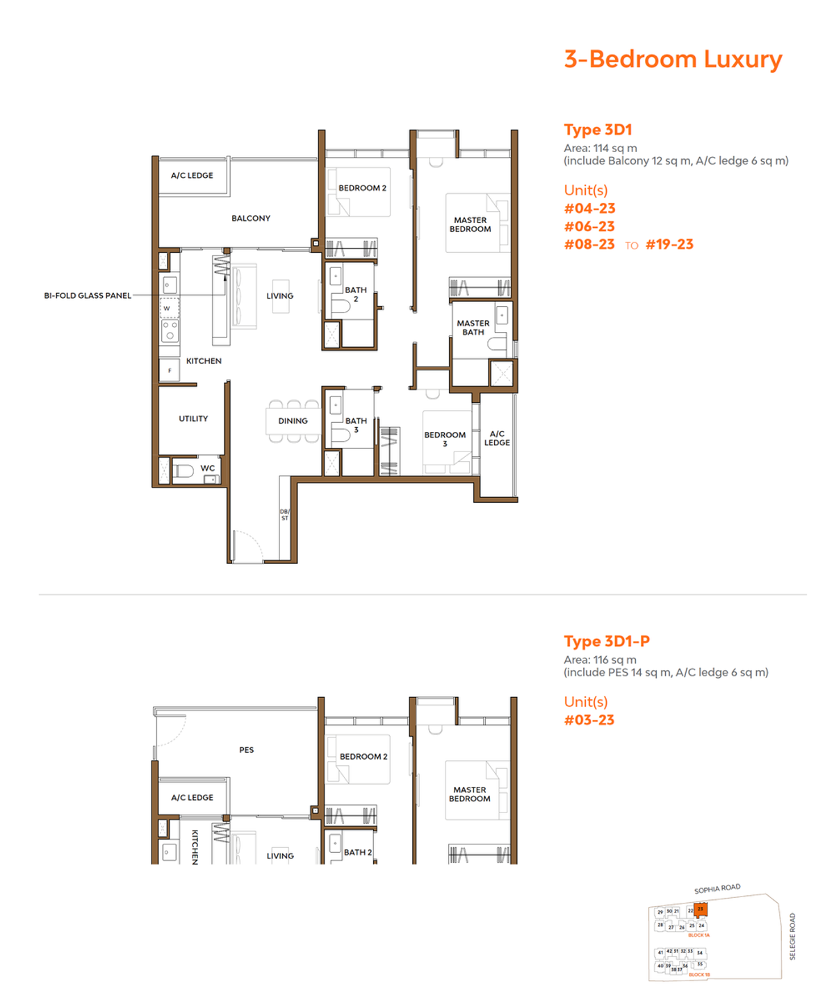 The Collective At One Sophia 3D1 floor plan