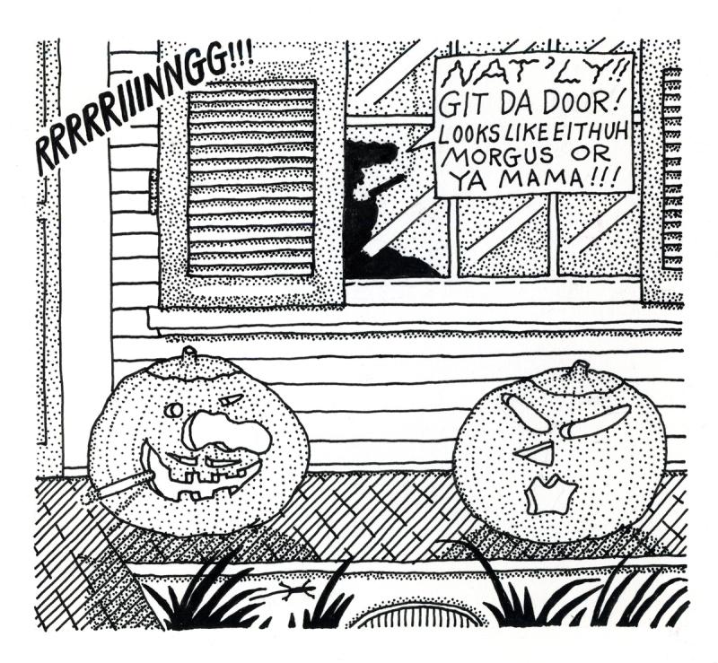 Vic and Nat, as Halloween Pumpkins
