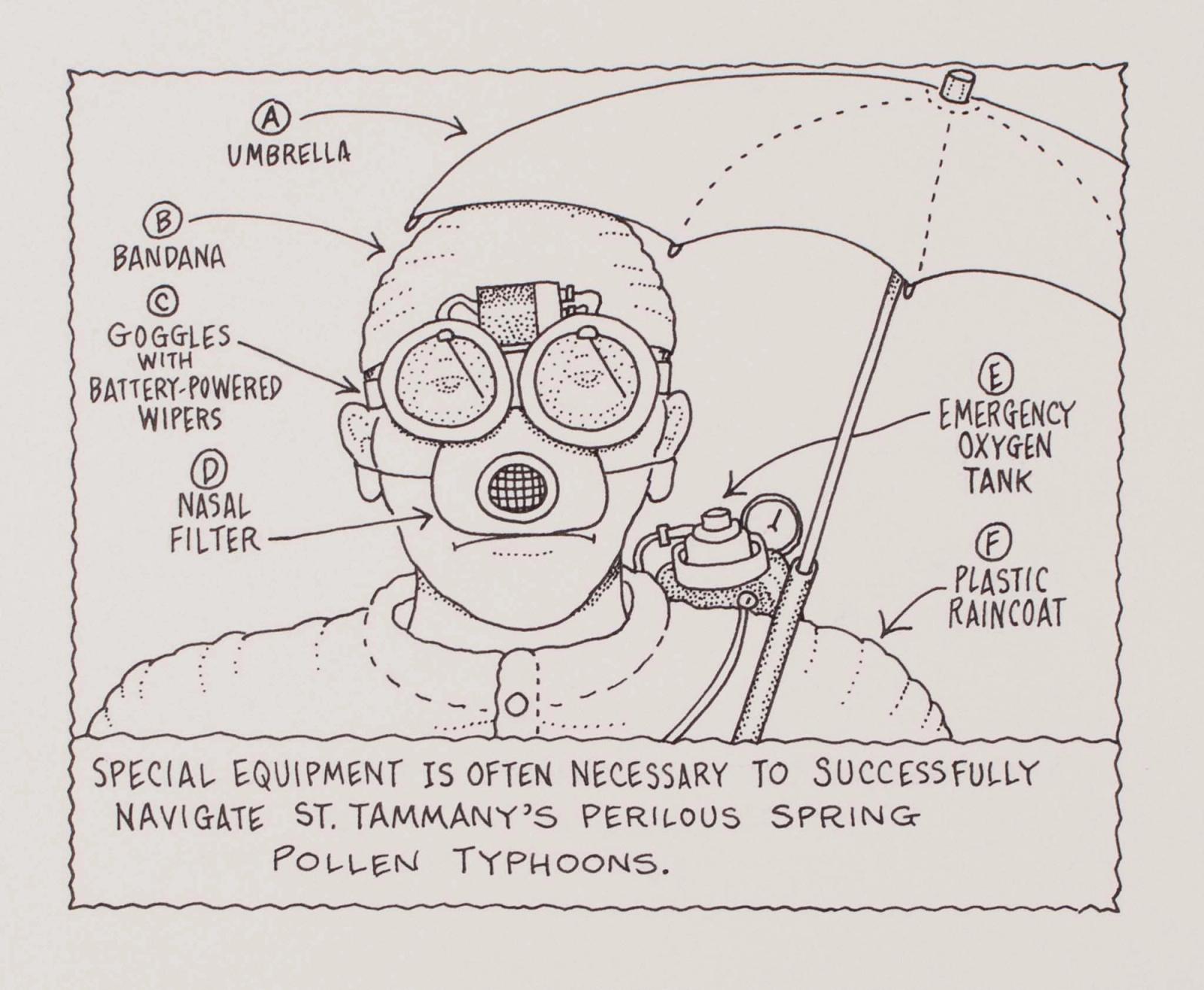 Special Equipment Is Often Necessary To Succesfully Navigate St. Tammany's Perilous Spring Pollen Typhoons.