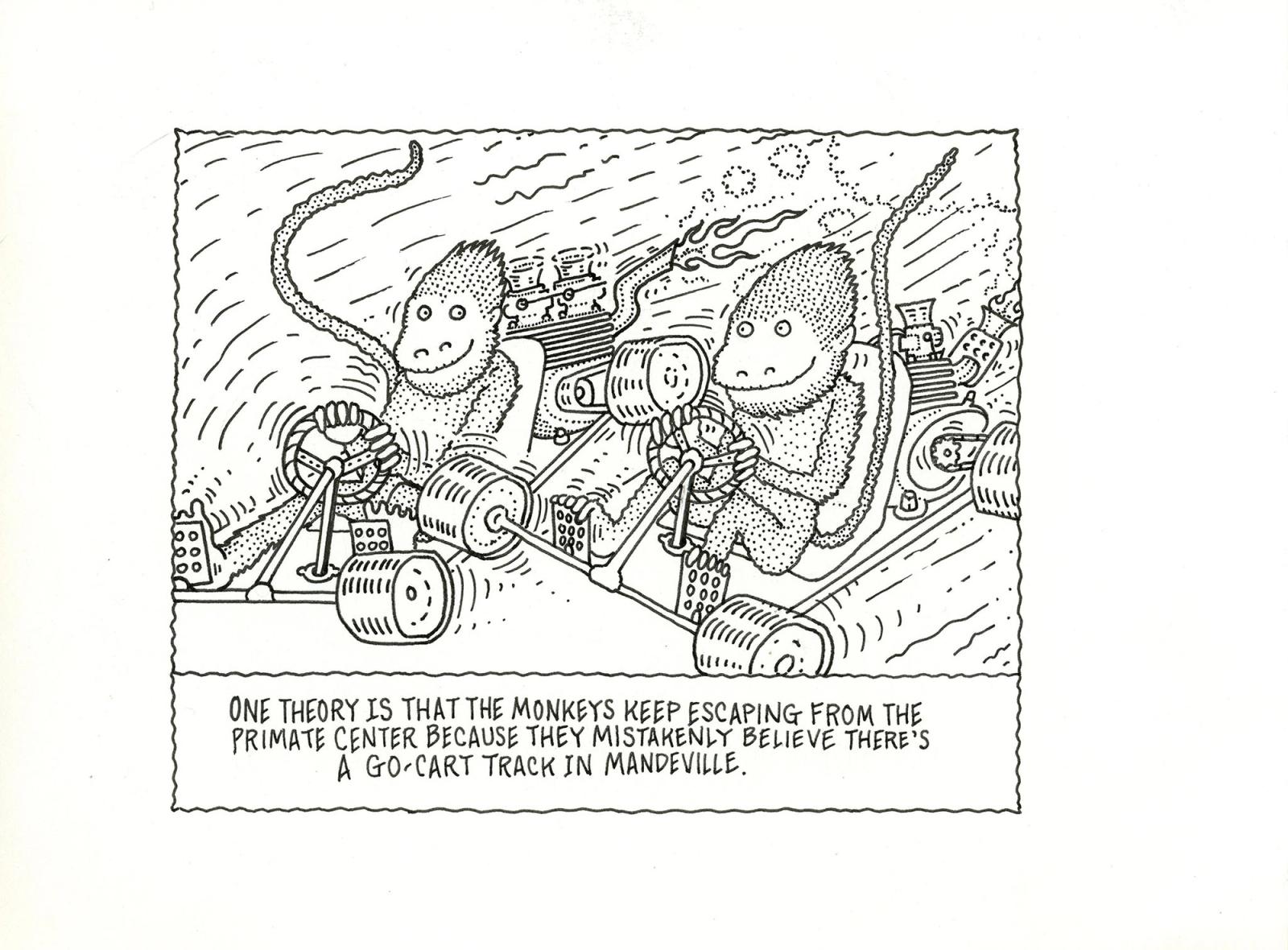 One Theory Is That The Monkey's Keep Escaping From The Primate Center Because They Mistakenly Believe There's A Go-Cart Track in Mandeville