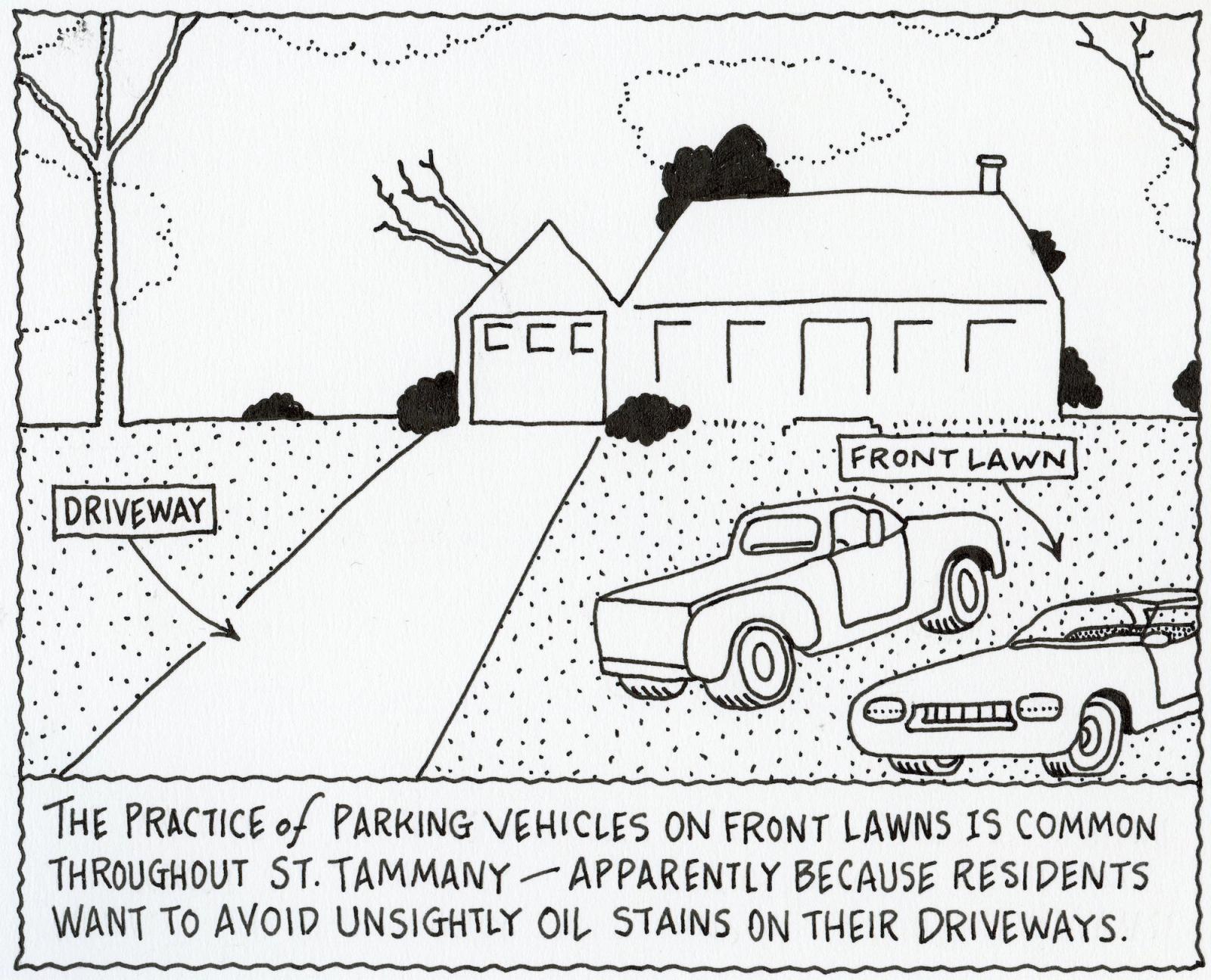 The Practice of Parking Vehicles On Front Lawns Is Common Throughout St. Tammany