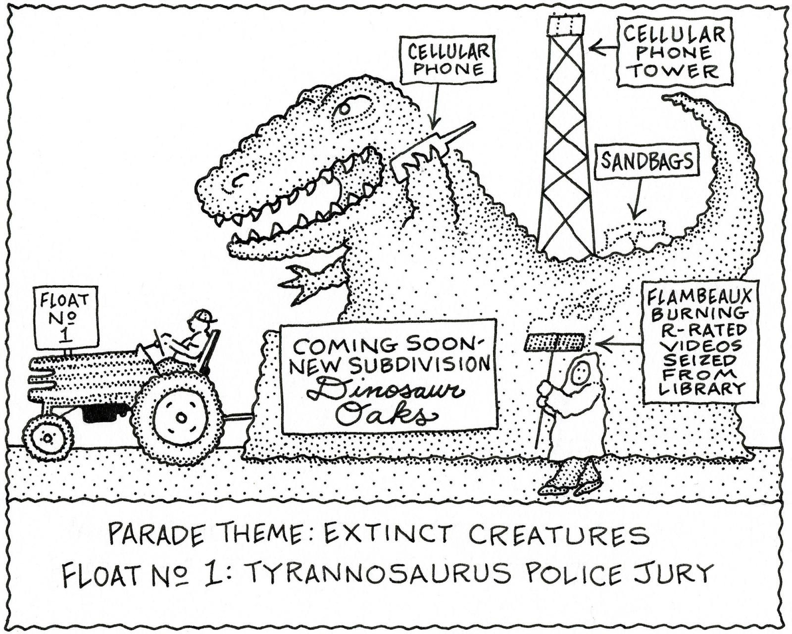 Parade Theme: Extinct Creatures. Float No. 1 Tyrannosaurus Police Jury