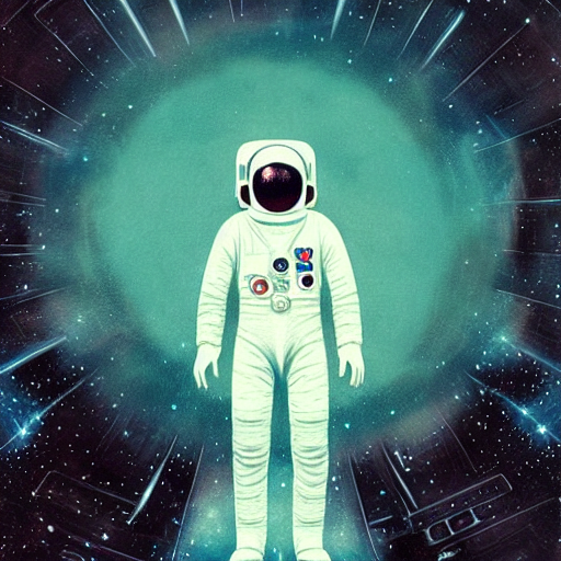 astronaut in space, sci-fi scene, nebula background, Stable Diffusion