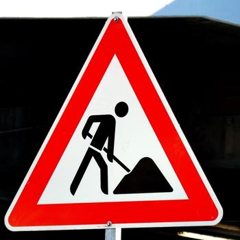 Construction zone street sign