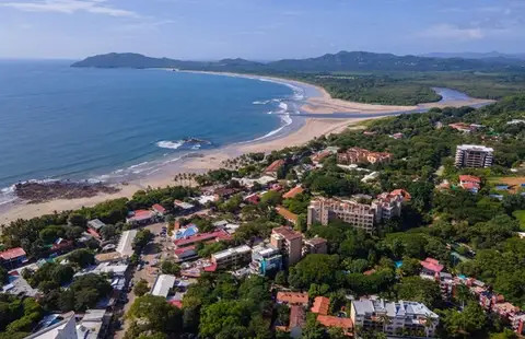 Beach and town in Tamarindo, Costa Rica