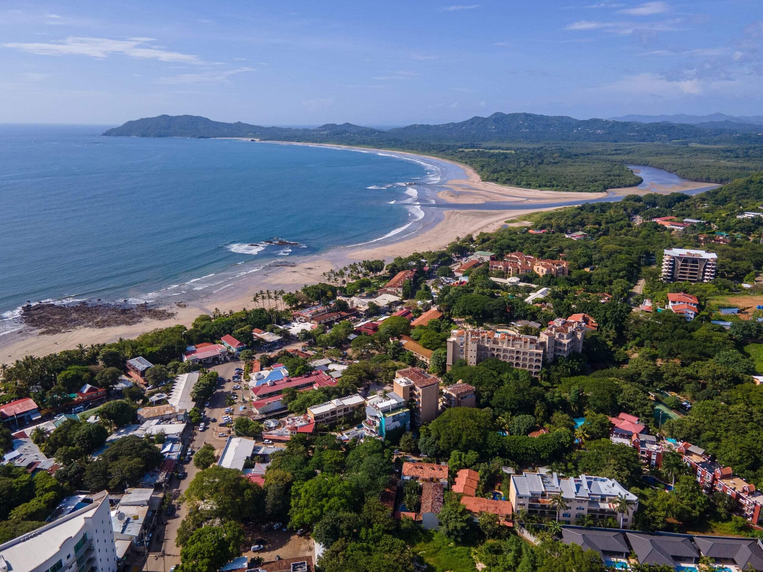 Beach and town in Tamarindo, Costa Rica