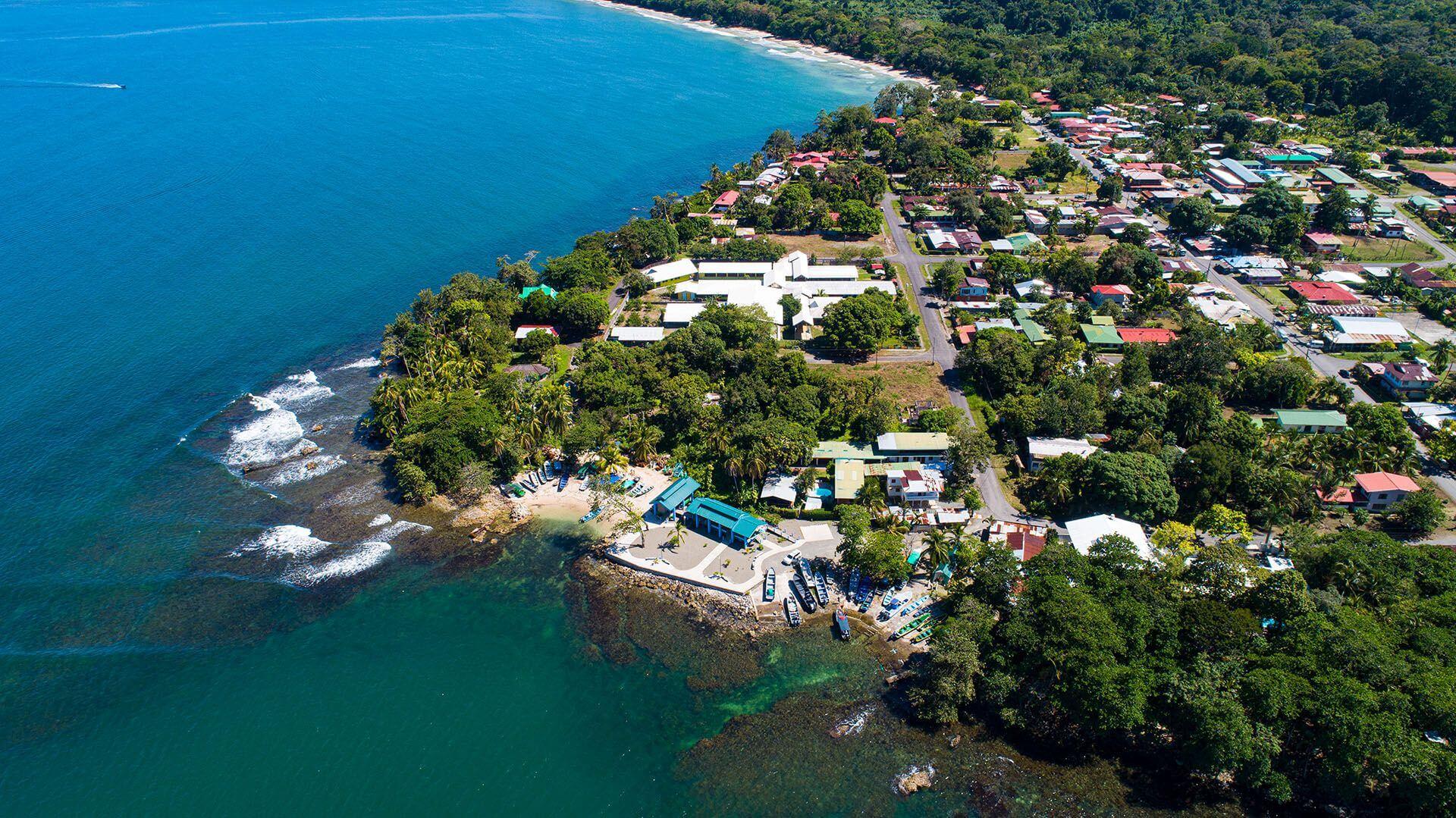 Aerial view of Cahuita Town, Costa Rica
