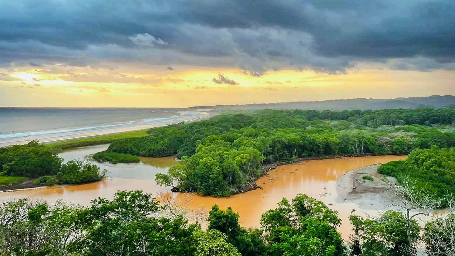 River mouth in Nosara, Costa Rica