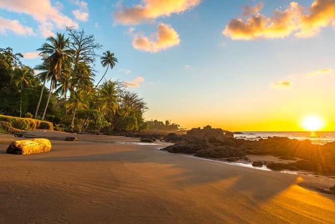 Golden hour on the beach in Nosara, Costa Rica