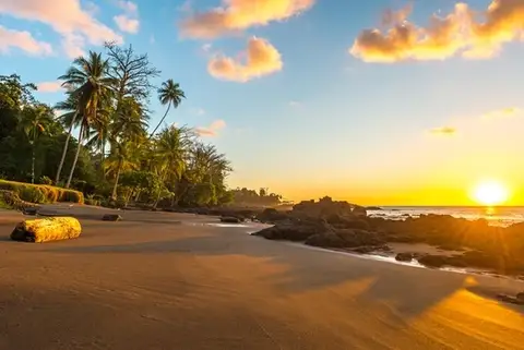 Golden hour on the beach in Nosara, Costa Rica