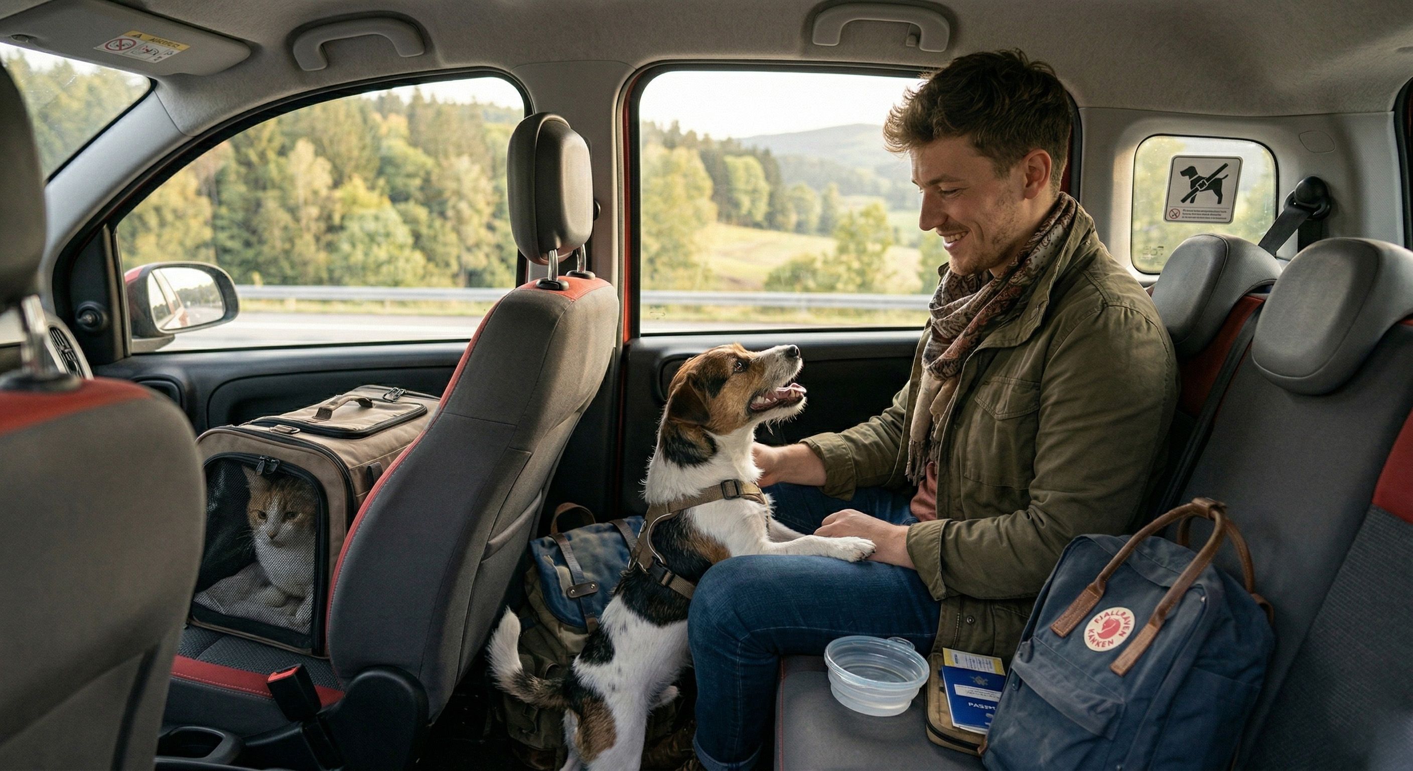Chien en voyage en voiture lors d'un covoiturage