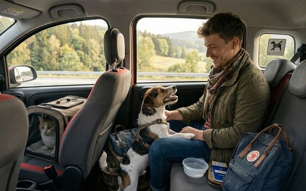 Chien en voyage en voiture lors d'un covoiturage