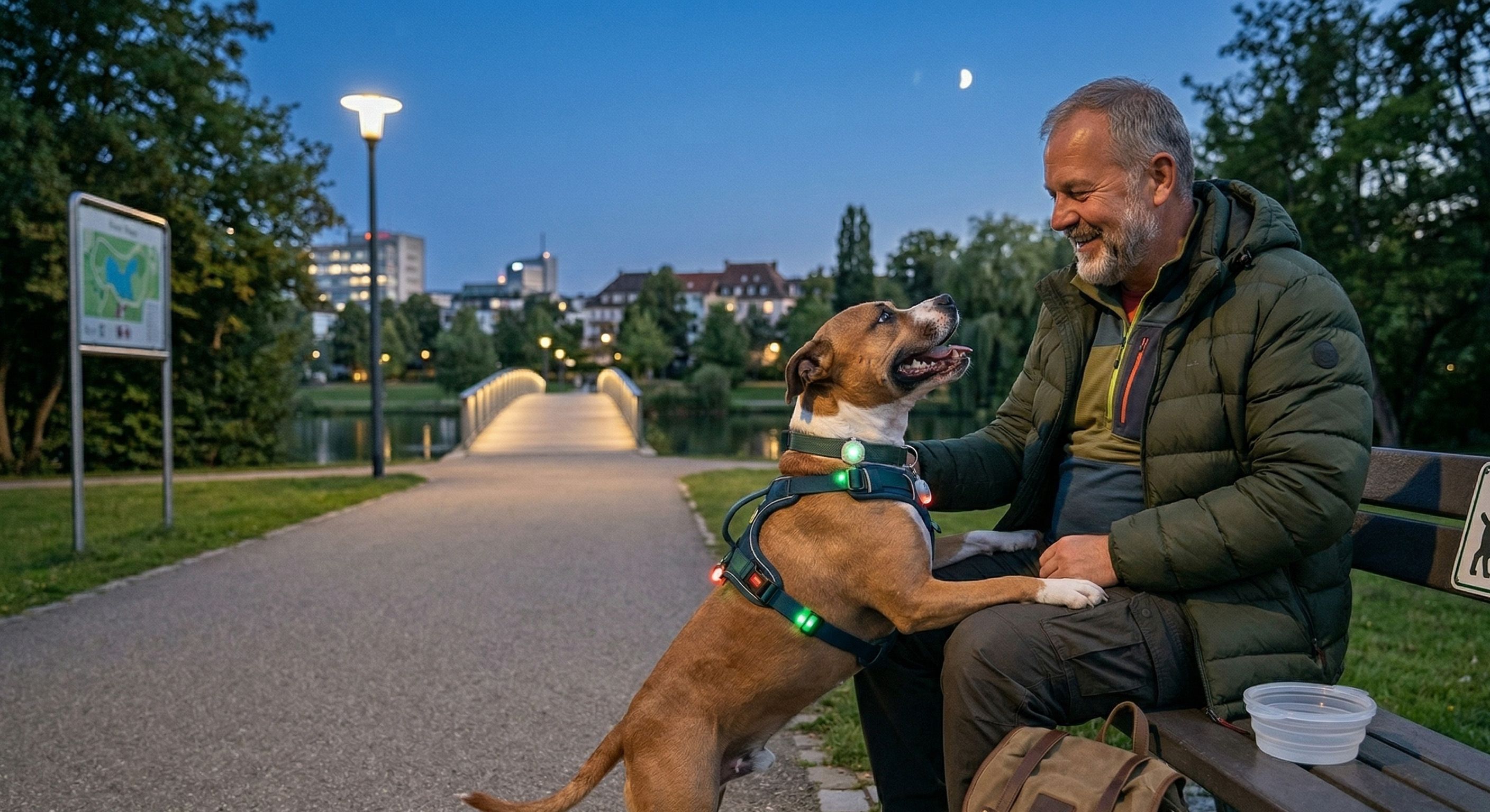 Balade nocturne avec un chien