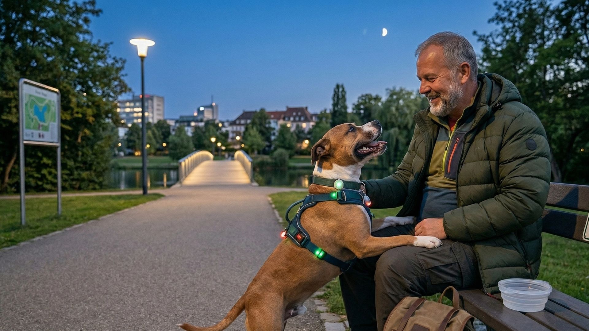 Balade nocturne avec un chien