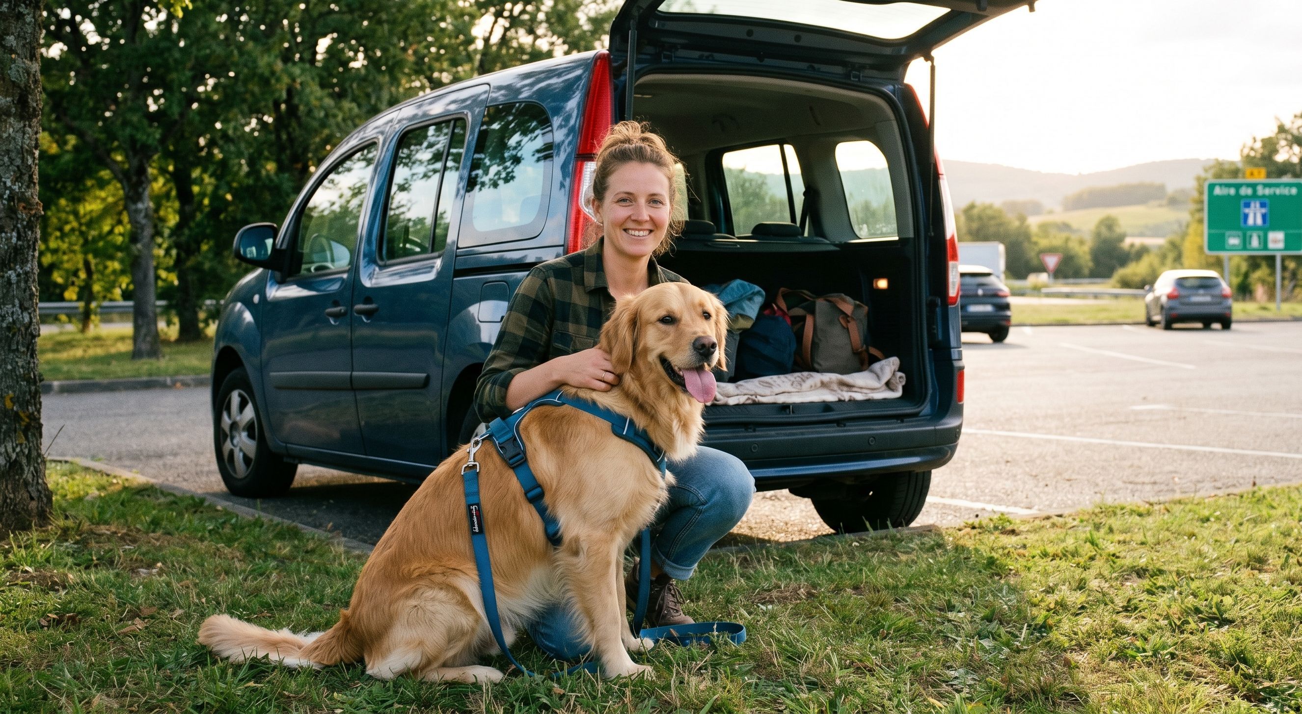 Chien sur un parking