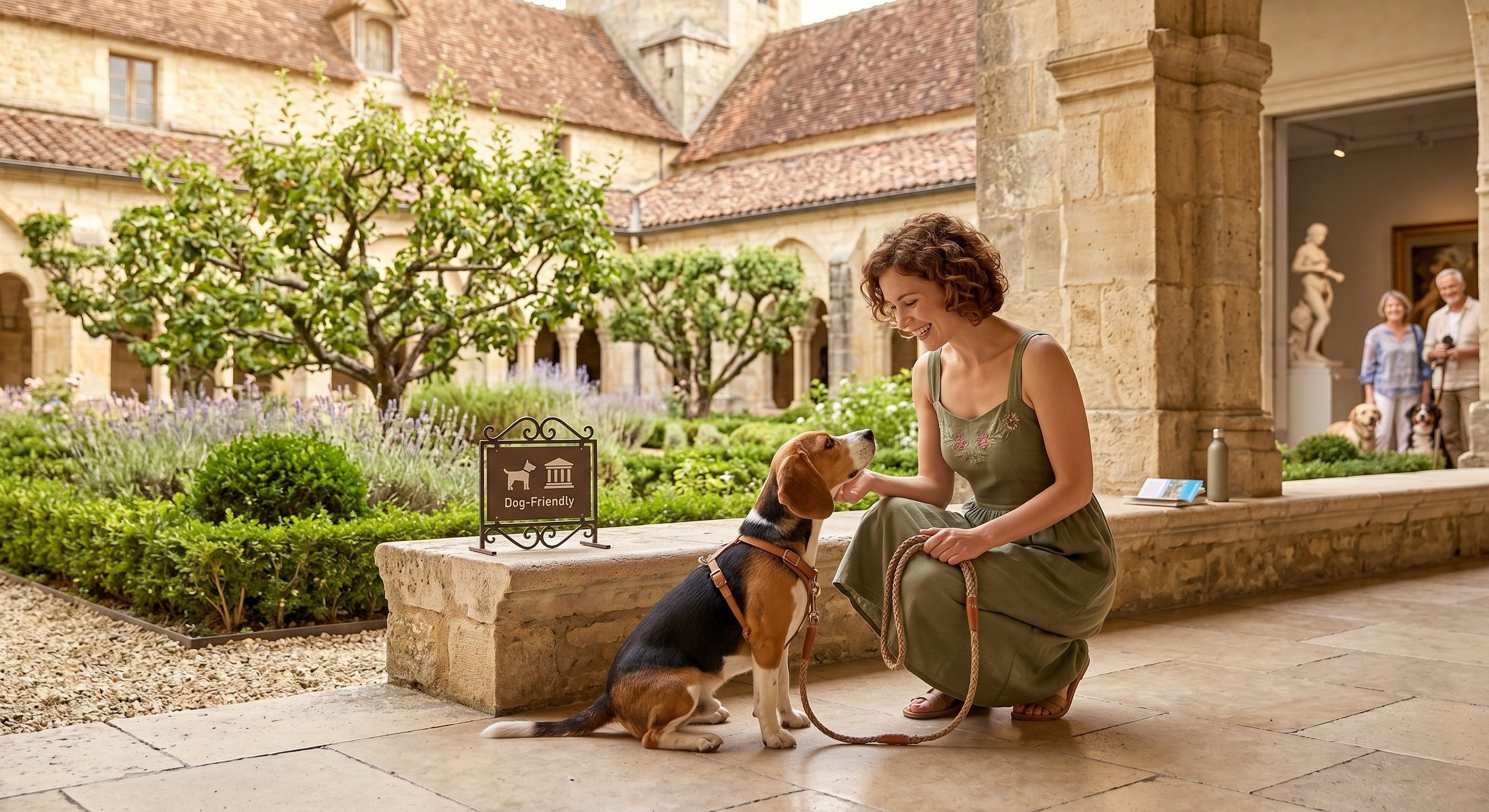 Chien dans un monument historique en France