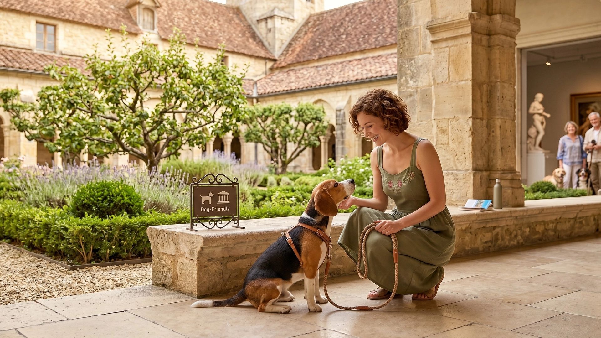Chien dans un monument historique en France