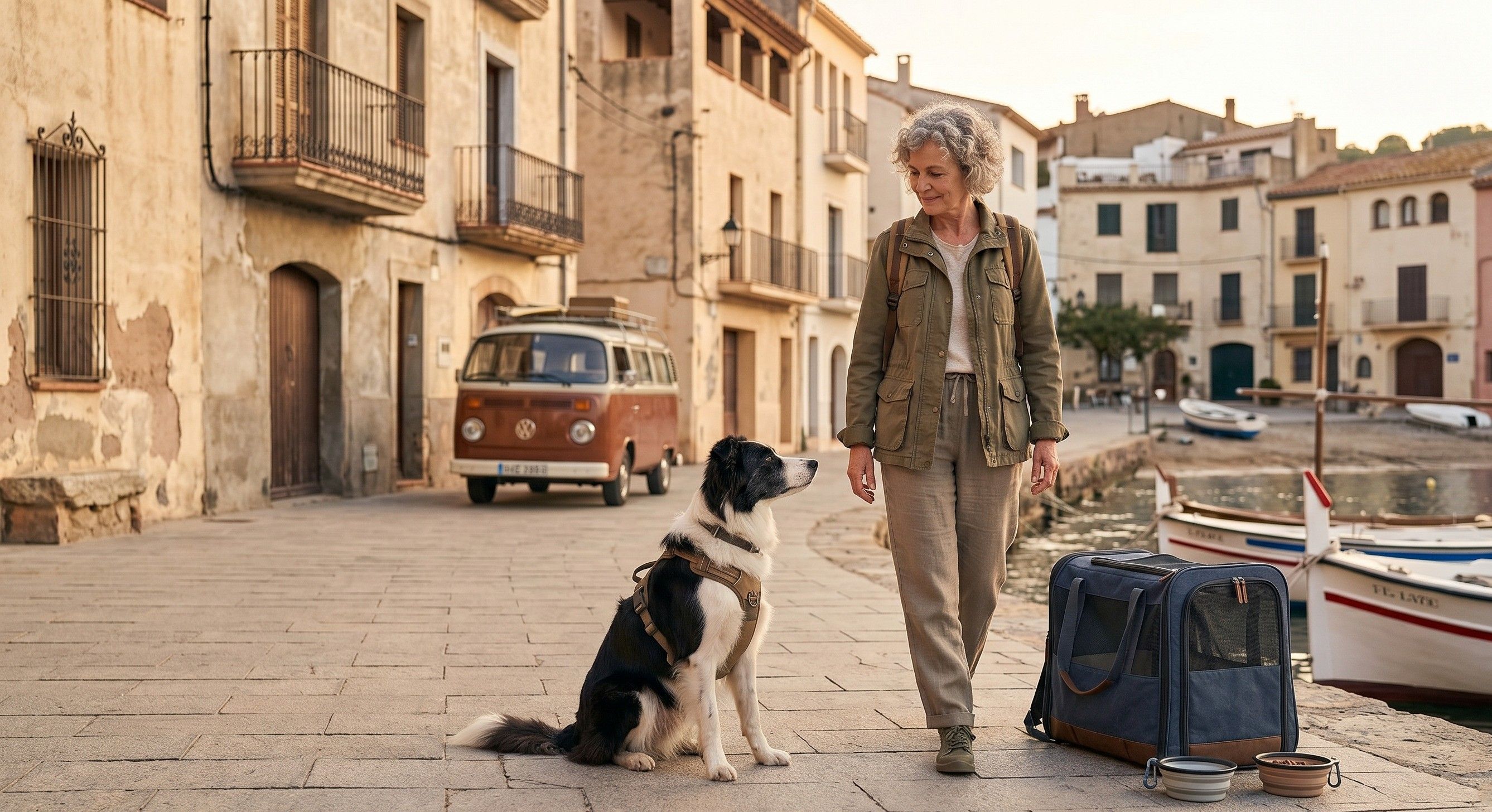 Chien et son maître en vacances