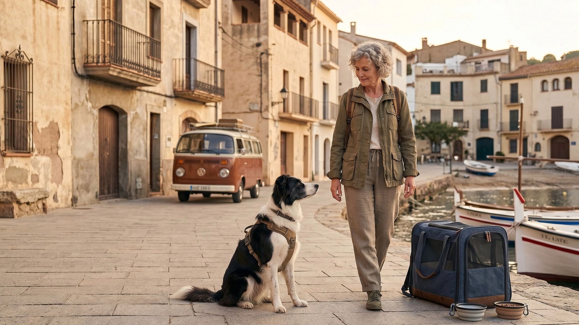 Chien et son maître en vacances