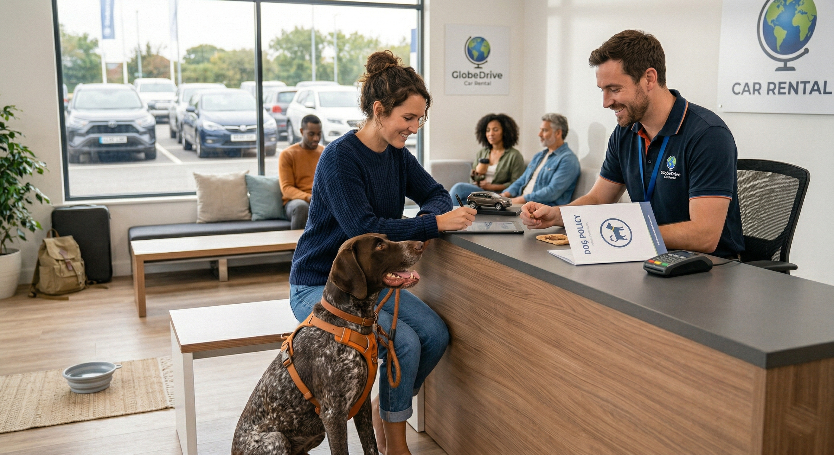 Chien dans un accueil