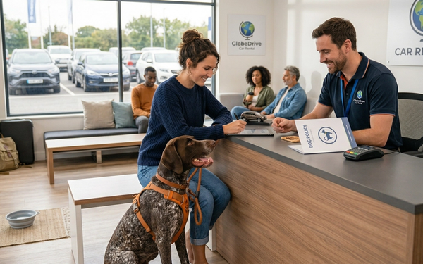 Chien dans un accueil
