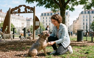 Chien dans un parc
