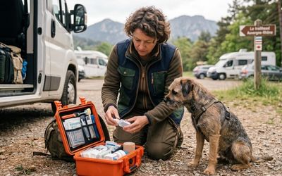 Trousse de secours pour chien pendant un voyage