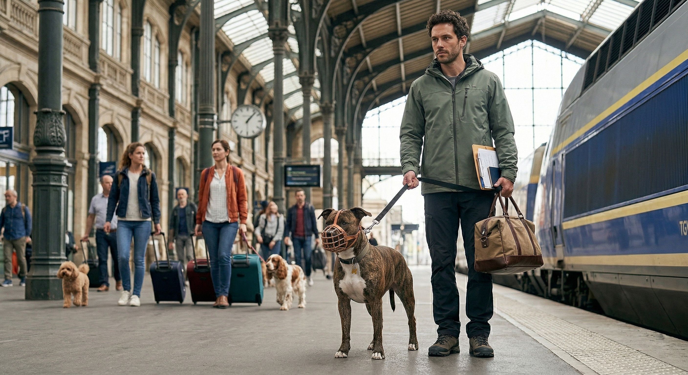 Chiens de catégorie à la gare