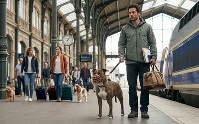 Chiens de catégorie à la gare