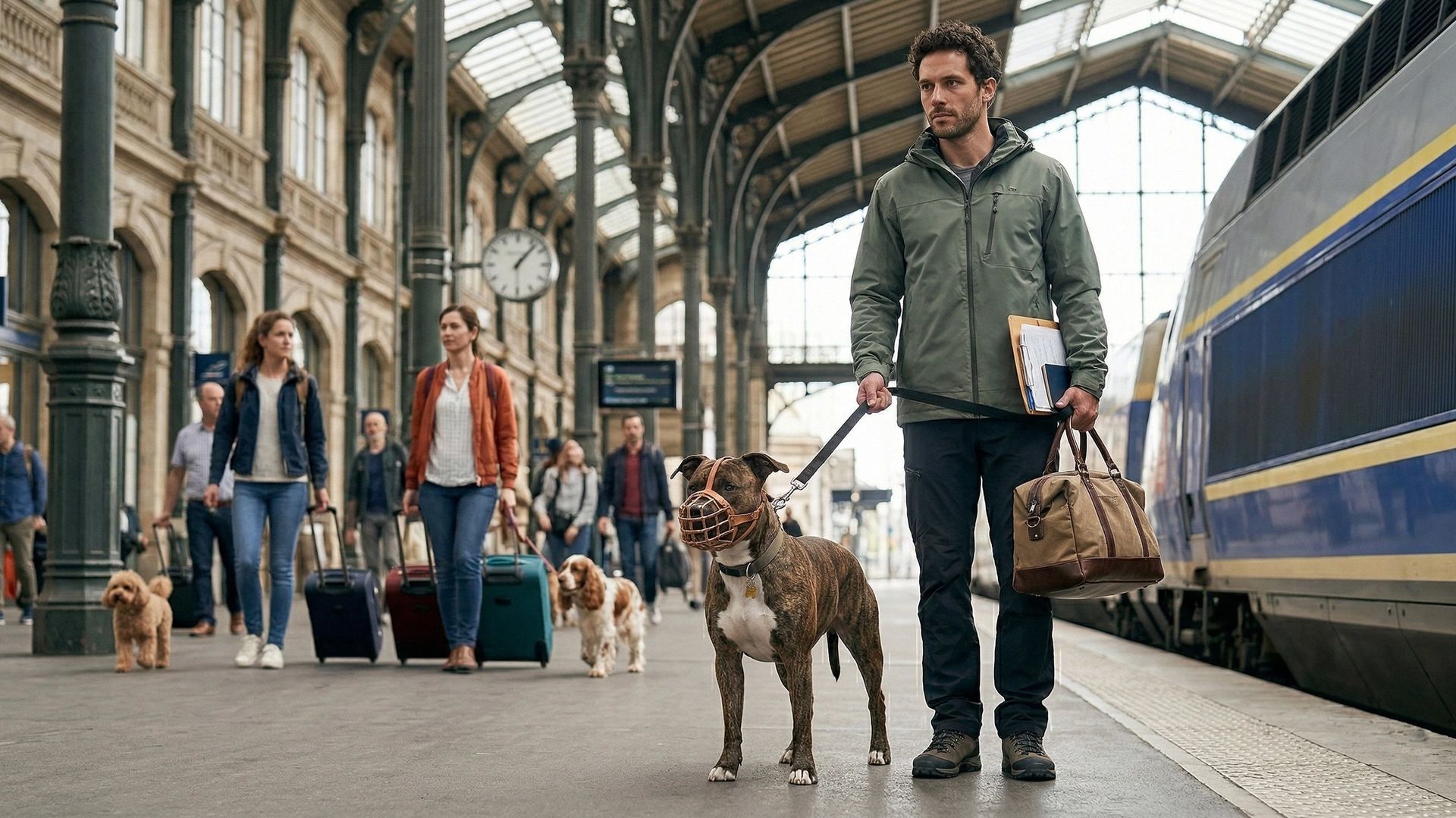 Chiens de catégorie à la gare