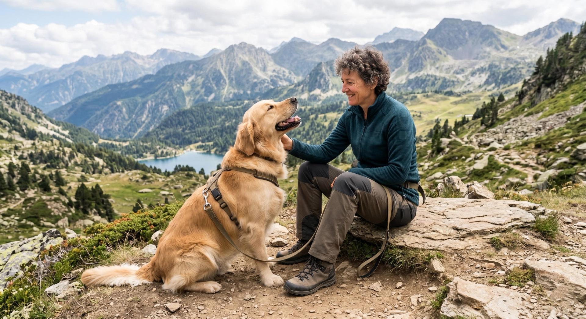 Maîtresse et son chien dans les Pyrénées