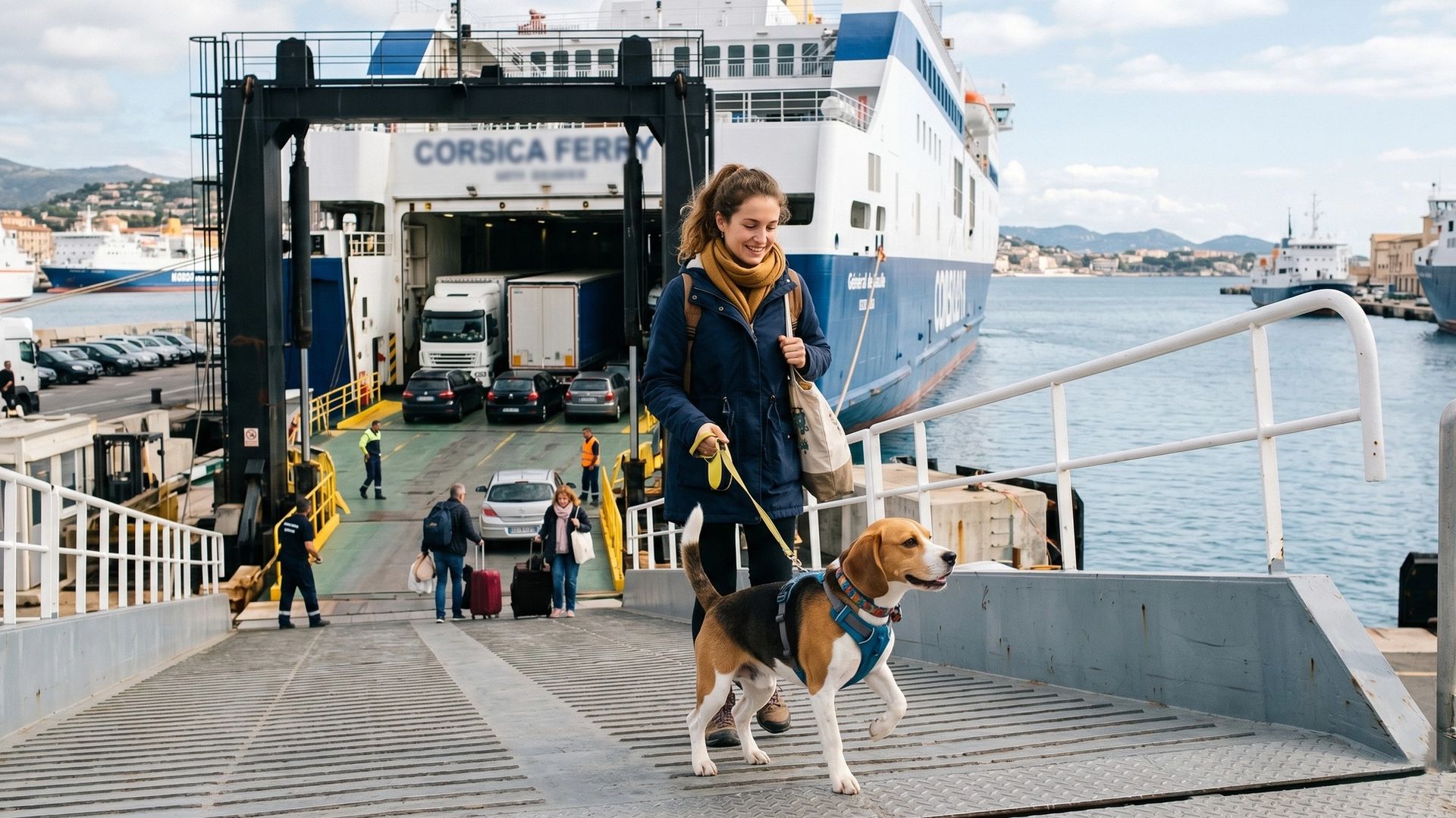 Chien au départ d'un Ferry
