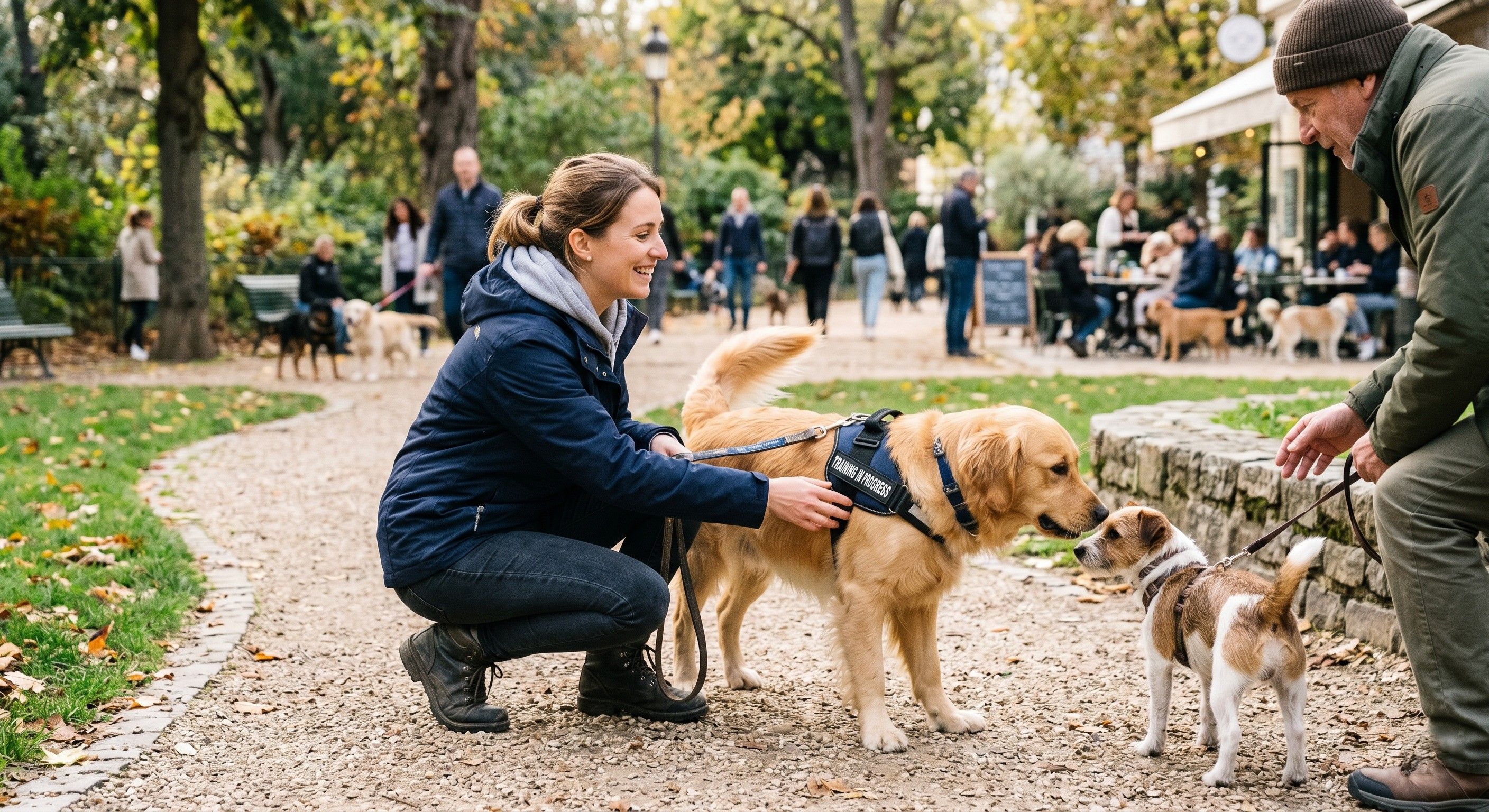 Chien dans un parc auprès d'un autre chien