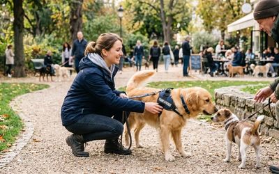 Chien dans un parc auprès d'un autre chien