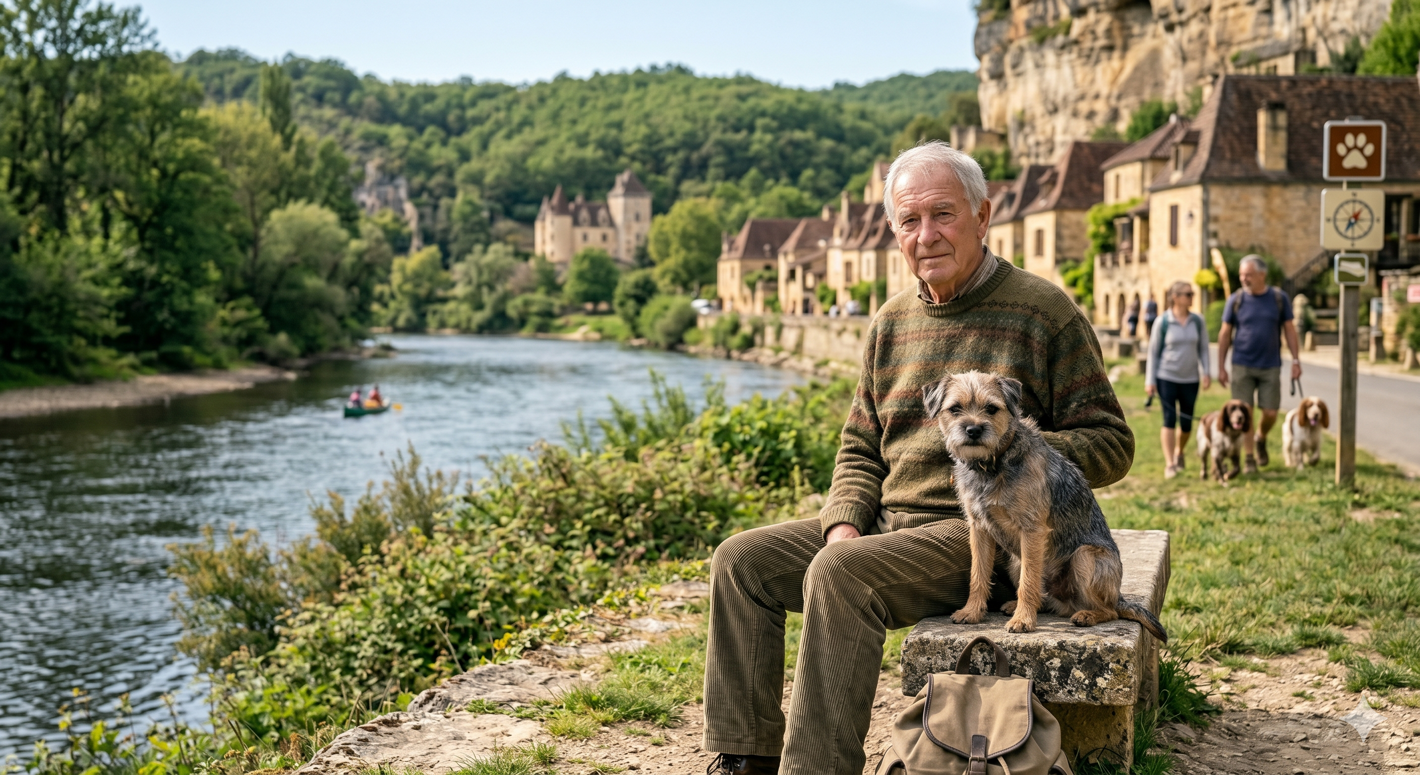 Maître en vacances avec son chien en Dordogne