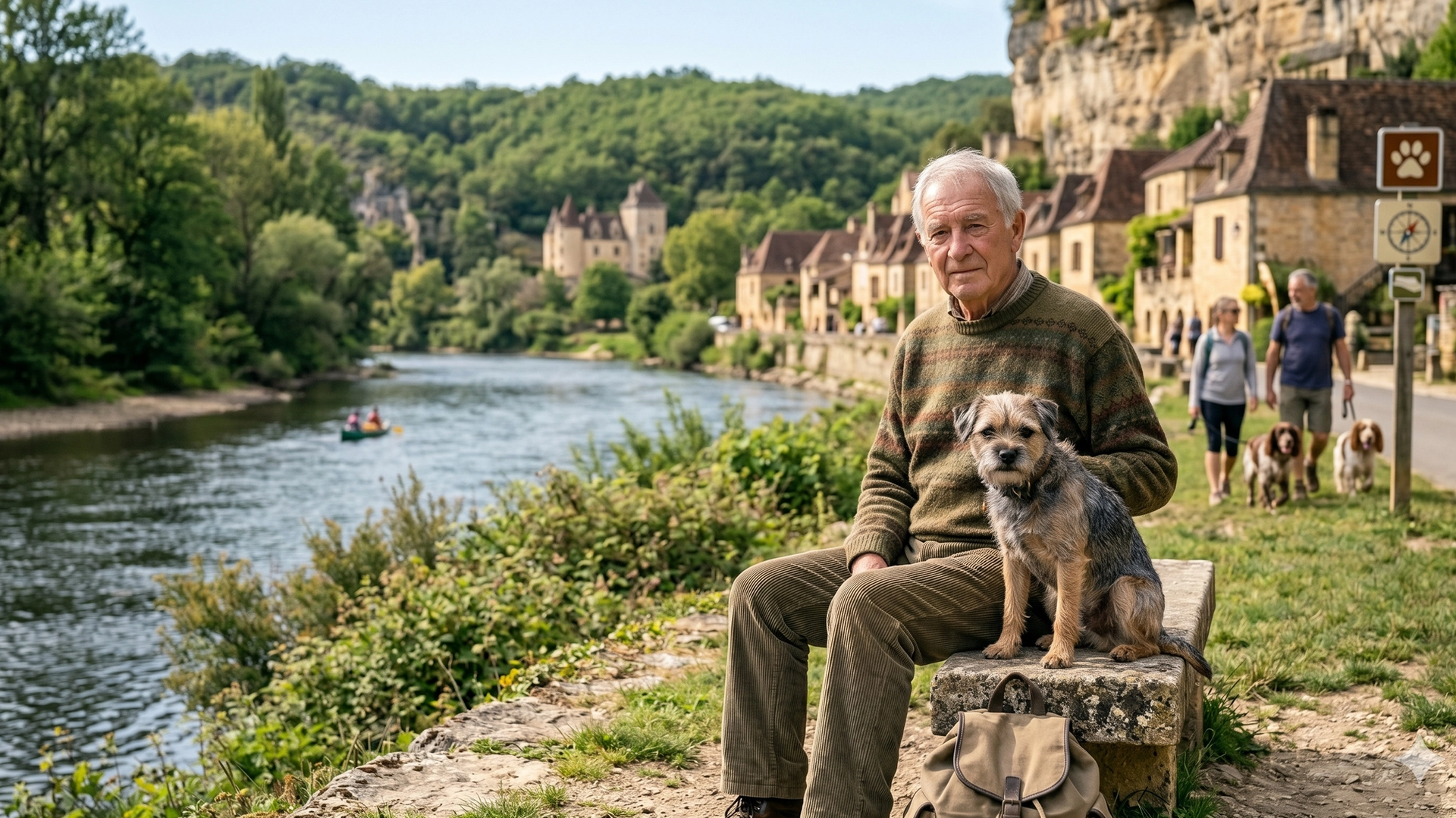 Maître en vacances avec son chien en Dordogne