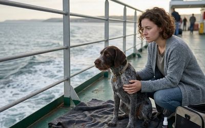 Chien anxieux sur un bateau